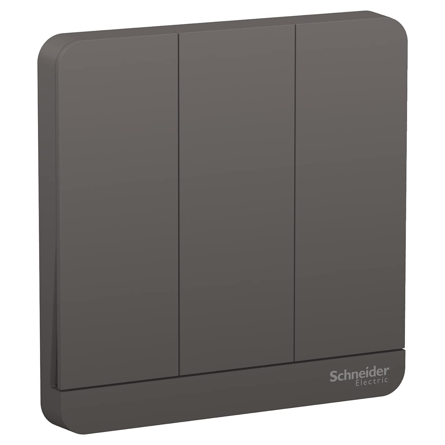Schneider Electric AvatarOn, 3 Gang, Switch, 16AX 250V, Dark Grey, E8333L1_DG - Deluxe Electricals