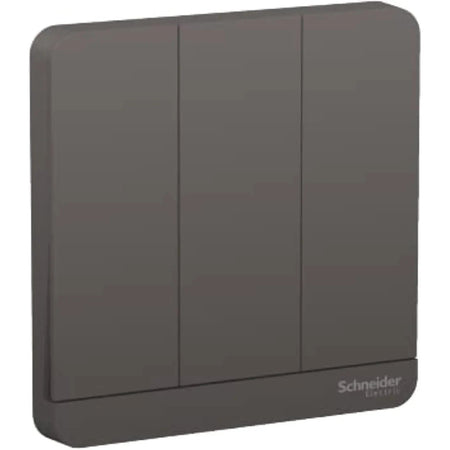 Schneider Electric AvatarOn 3-gang, 2-way light switch plate in dark grey, 16AX 250V (E8333L2_DG) UAE