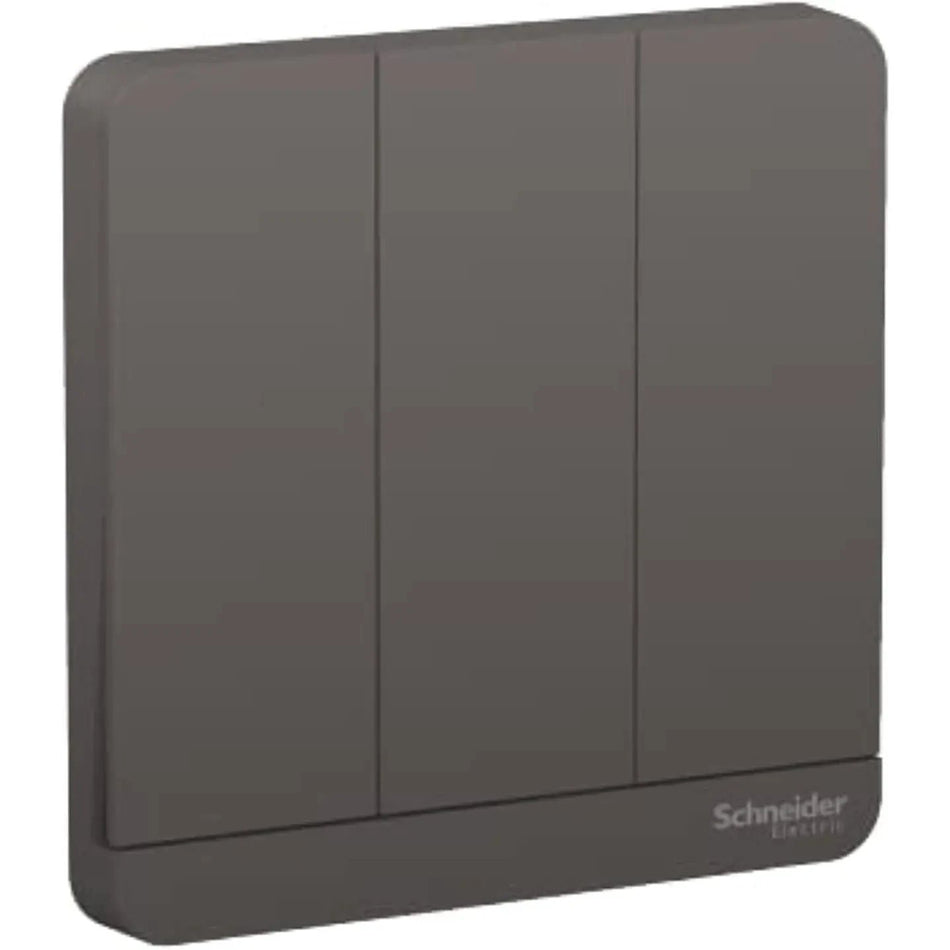 Schneider Electric AvatarOn 3-gang, 2-way light switch plate in dark grey, 16AX 250V (E8333L2_DG) UAE