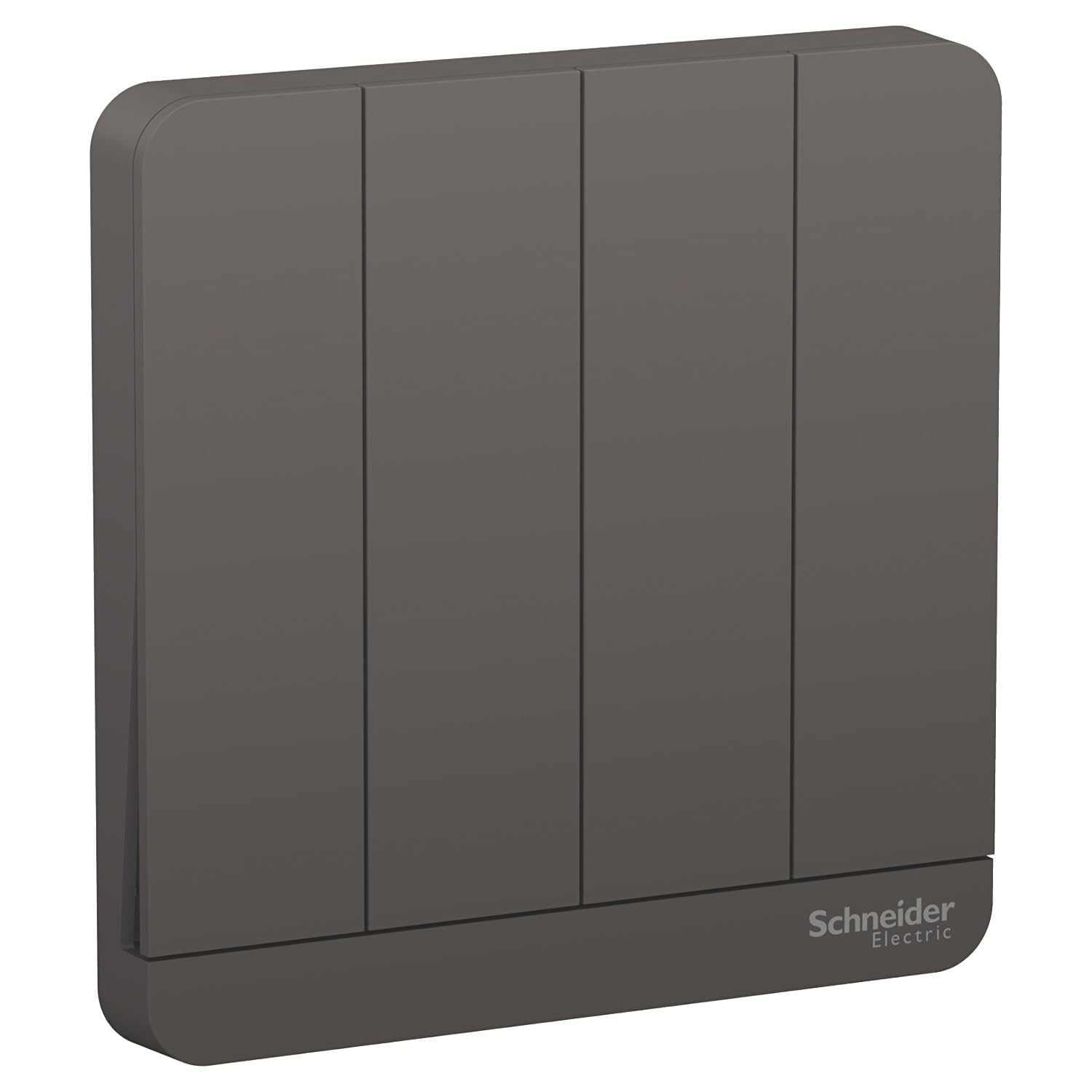 Schneider Electric AvatarOn, 4 Gang, Switch, 16AX 250V, Dark Grey, E8334L1_DG - Deluxe Electricals