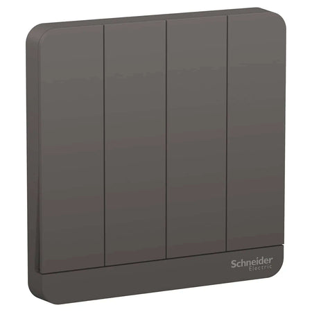 Schneider Electric AvatarOn 4-gang two-way switch, 16AX 250V, dark grey E8334L2_DG front view UAE