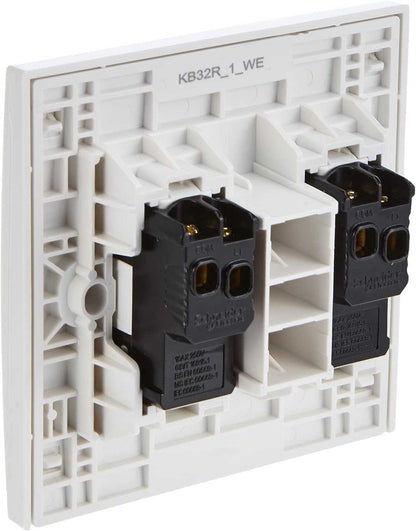 Schneider Electric Vivace, 2 Gang, Switch, 16AX 250V, White, KB32R_1_WE_G12 - Deluxe Electricals