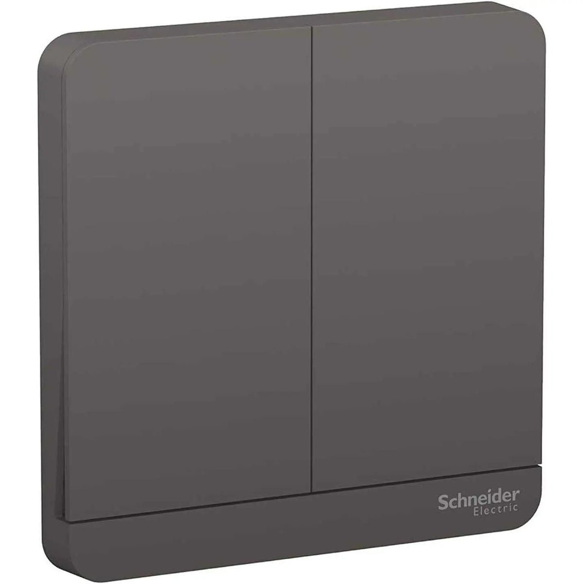 AvatarOn 2-Gang two-way switch by Schneider Electric, dark grey, 16AX 250V, front view, model E8332L2_DG UAE