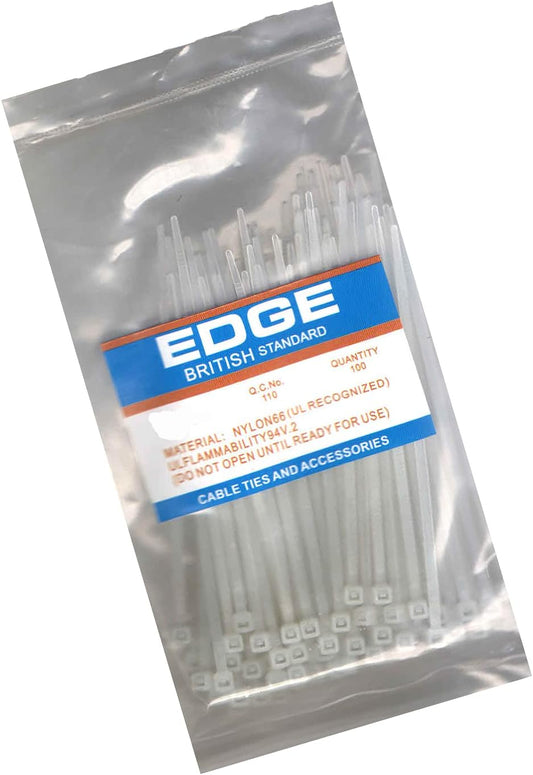 EDGE British Standard Cable Ties (White) (100pcs)
